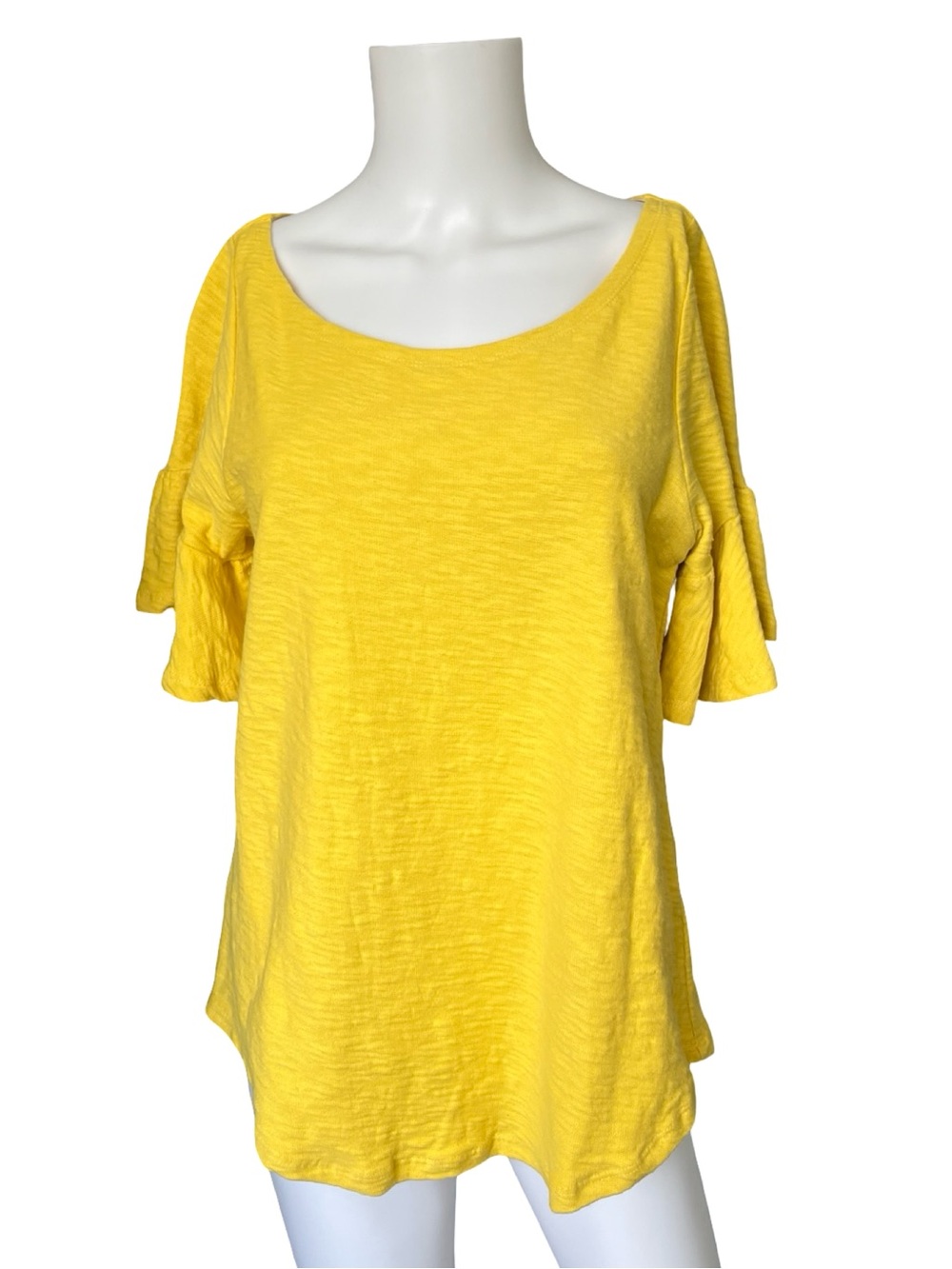 Anthropologie Postmark Yellow T-shirt Bell Sleeve Cotton Womens Size Large